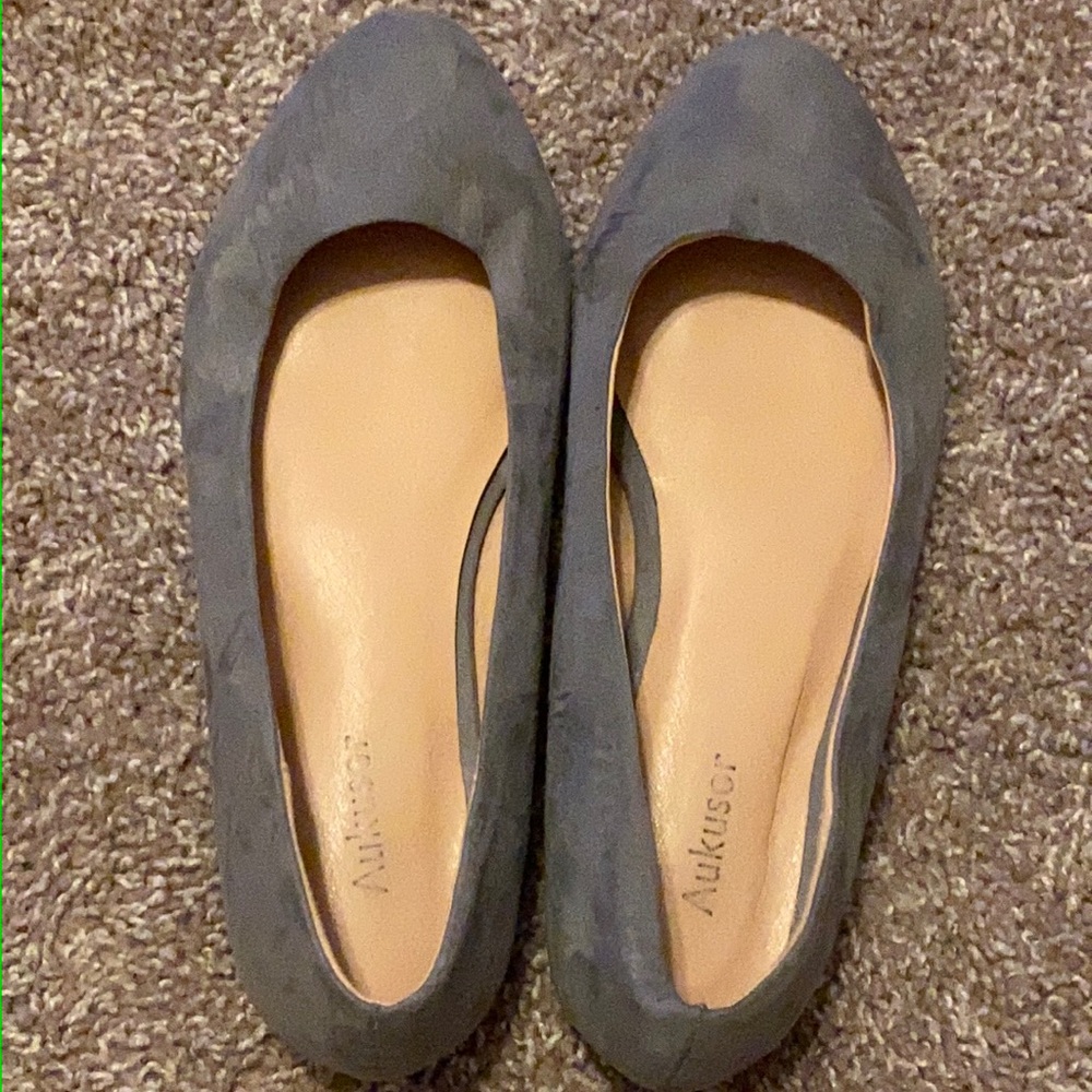 Grey suede flats